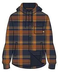 Sherwood Check Hooded Overshirt - Rich Navy/Burnt Orange