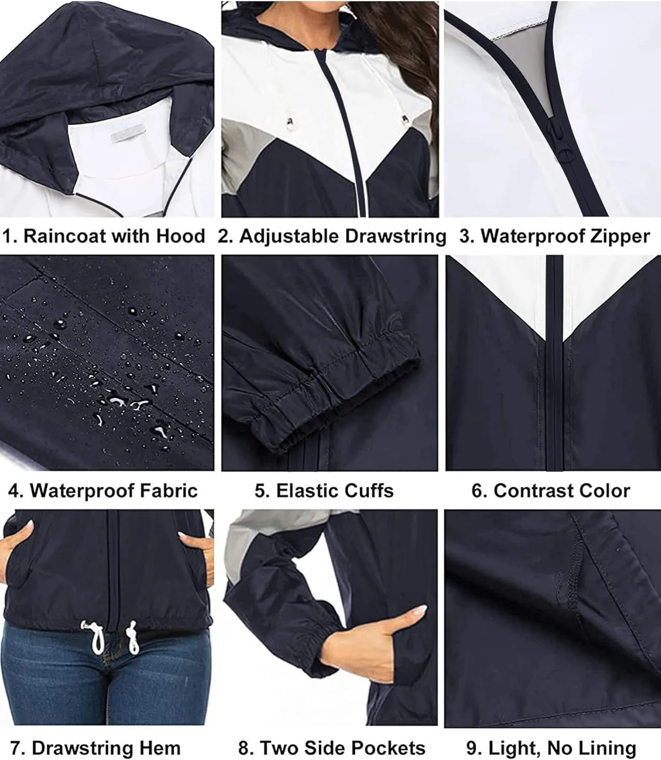 SoTeer Women's Waterproof Rain Jackets Lightweight Hooded Windbreaker Packable Active Outdoor Raincoat