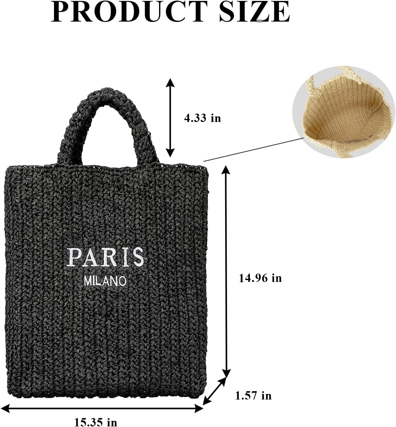 Straw Beach Bag for Women Summer Woven Tote Bag Packable Straw Purses and Handbags for Vacation Holiday