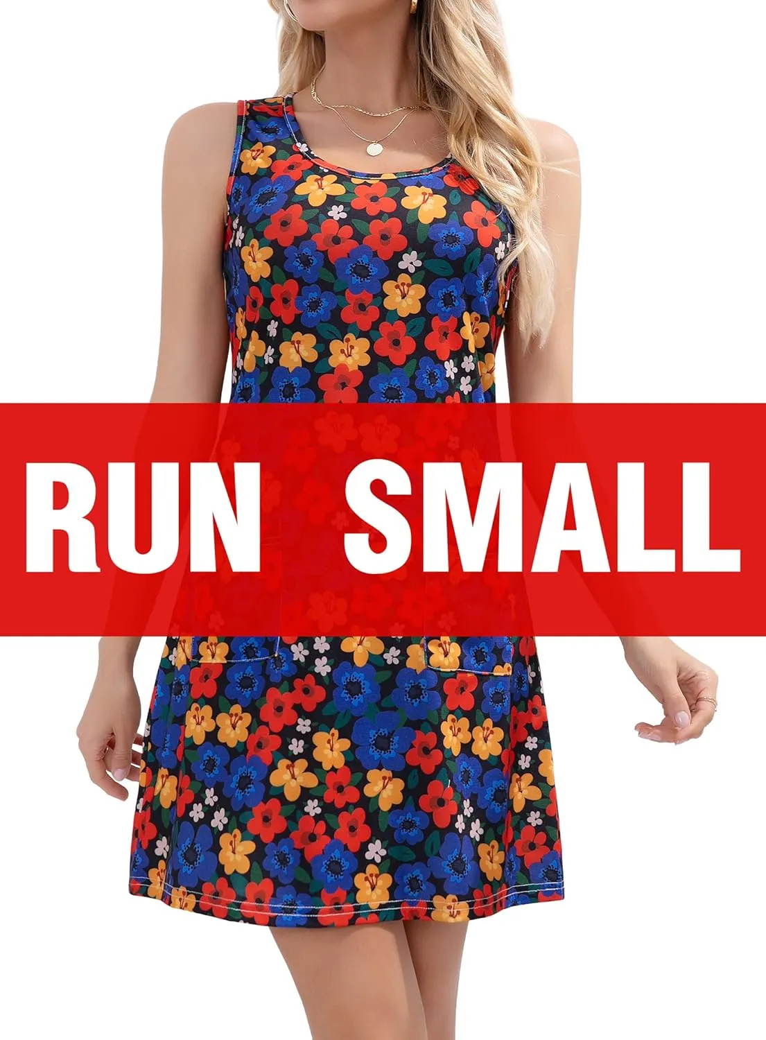 Summer Dresses for Women 2025 Beach Vacation Casual Loose Sleeveless T Shirt Dress Floral Sundresses with Pockets
