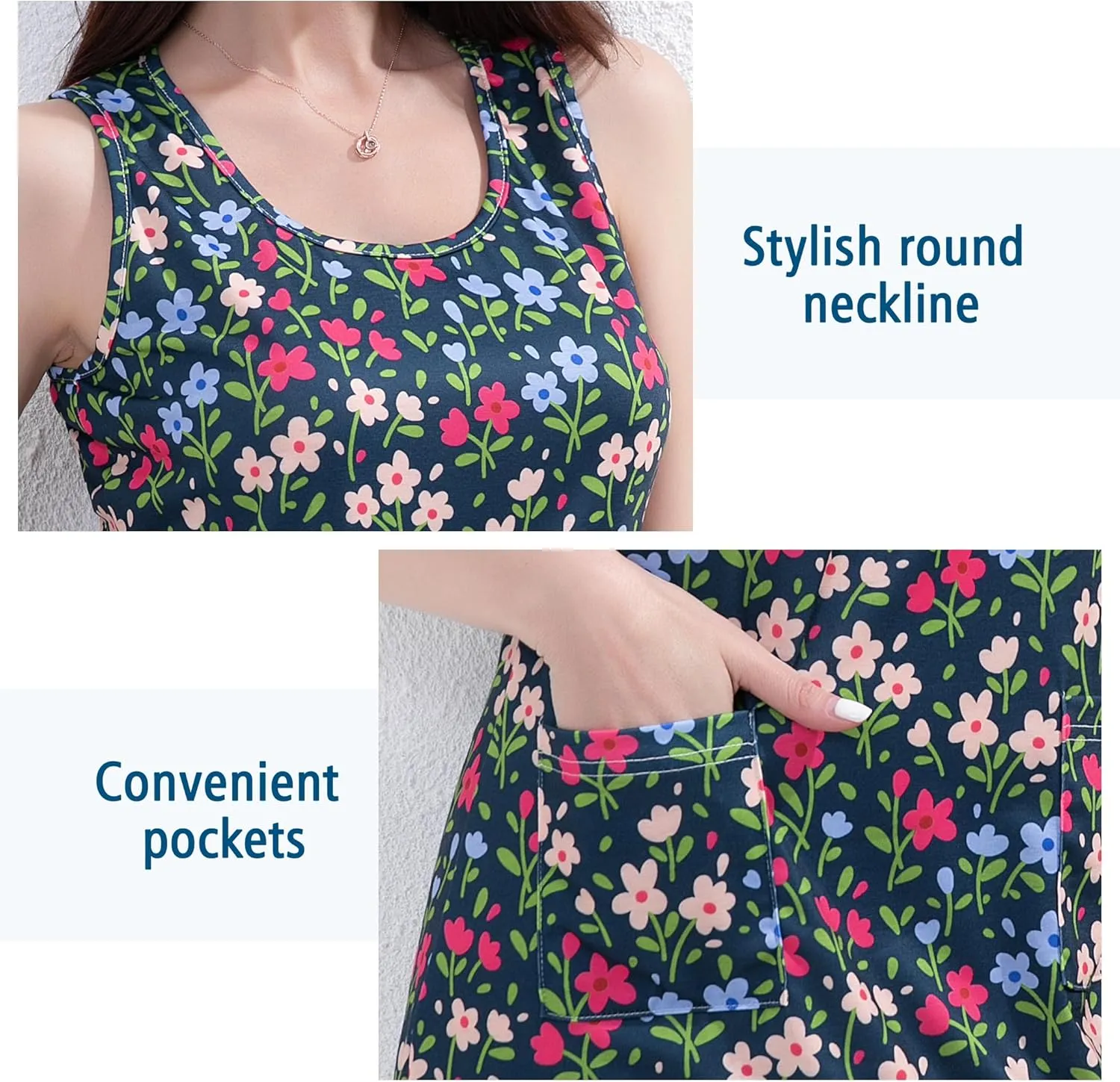 Summer Dresses for Women 2025 Beach Vacation Casual Loose Sleeveless T Shirt Dress Floral Sundresses with Pockets