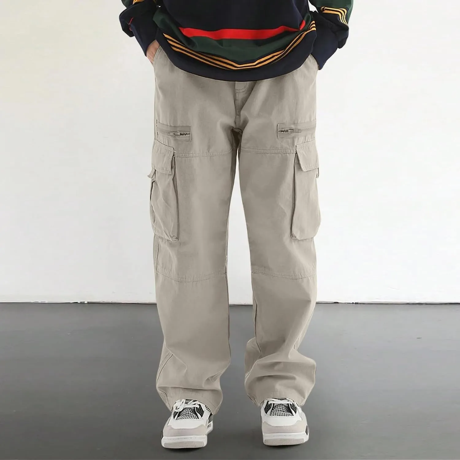 Sweatpants for Men Track Tapered Retro Slacks Man Solid Color Split Breathable Slim Fit Elasticated Waist Leggings