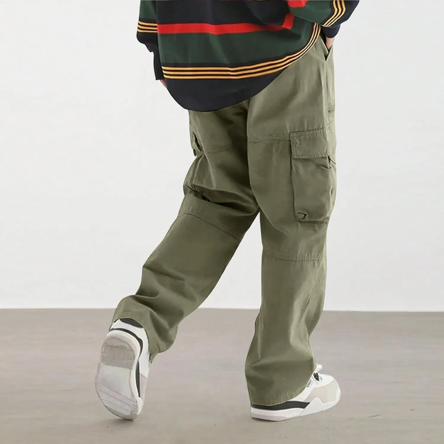 Sweatpants for Men Track Tapered Retro Slacks Man Solid Color Split Breathable Slim Fit Elasticated Waist Leggings