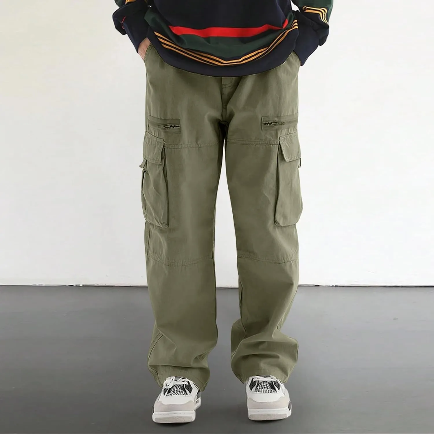 Sweatpants for Men Track Tapered Retro Slacks Man Solid Color Split Breathable Slim Fit Elasticated Waist Leggings