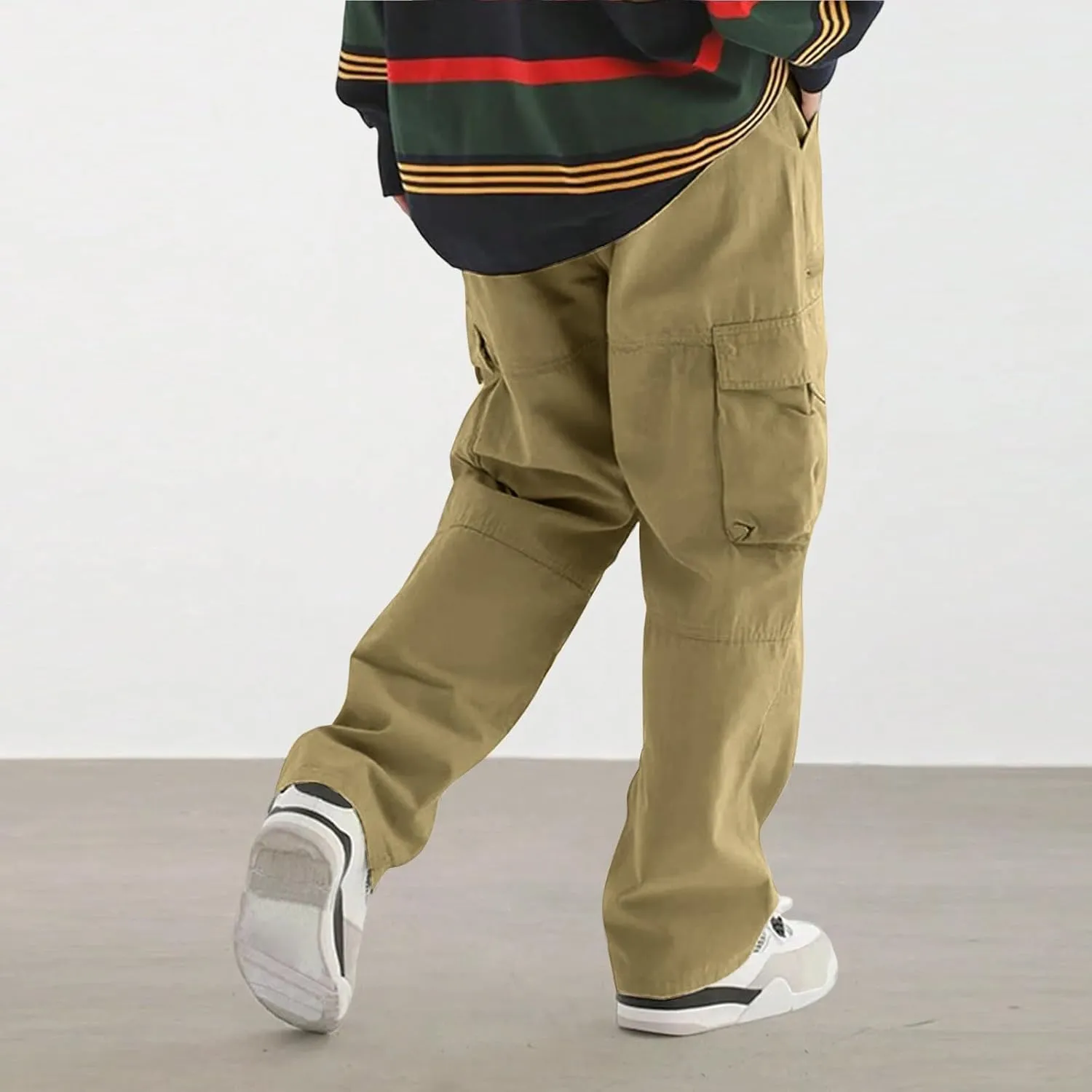 Sweatpants for Men Track Tapered Retro Slacks Man Solid Color Split Breathable Slim Fit Elasticated Waist Leggings