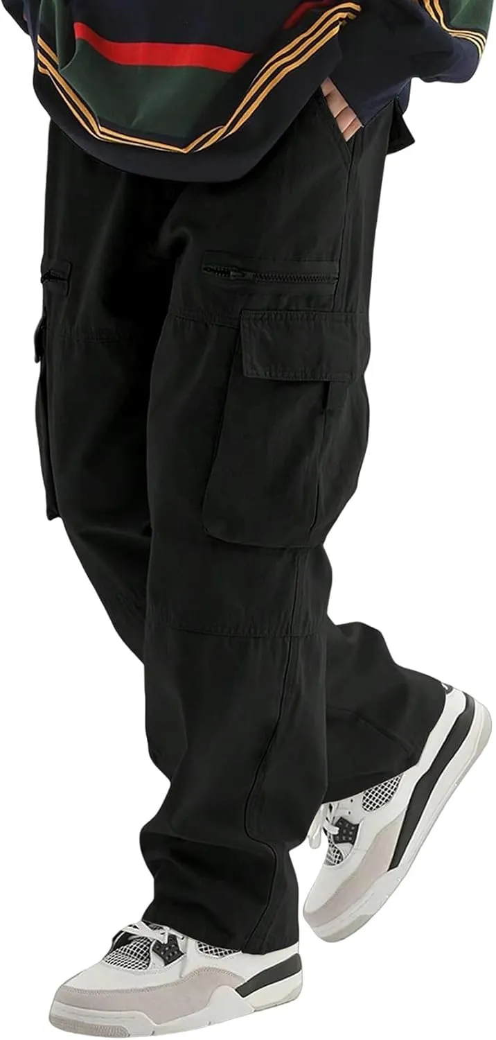 Sweatpants for Men Track Tapered Retro Slacks Man Solid Color Split Breathable Slim Fit Elasticated Waist Leggings