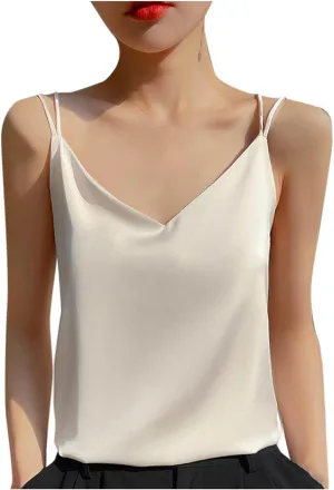 Tank Tops for Women 2025 Fashion Silk Satin Camisole Sexy Summer Spaghetti Strap Tops Loose Comfy Sleeveless Tanks