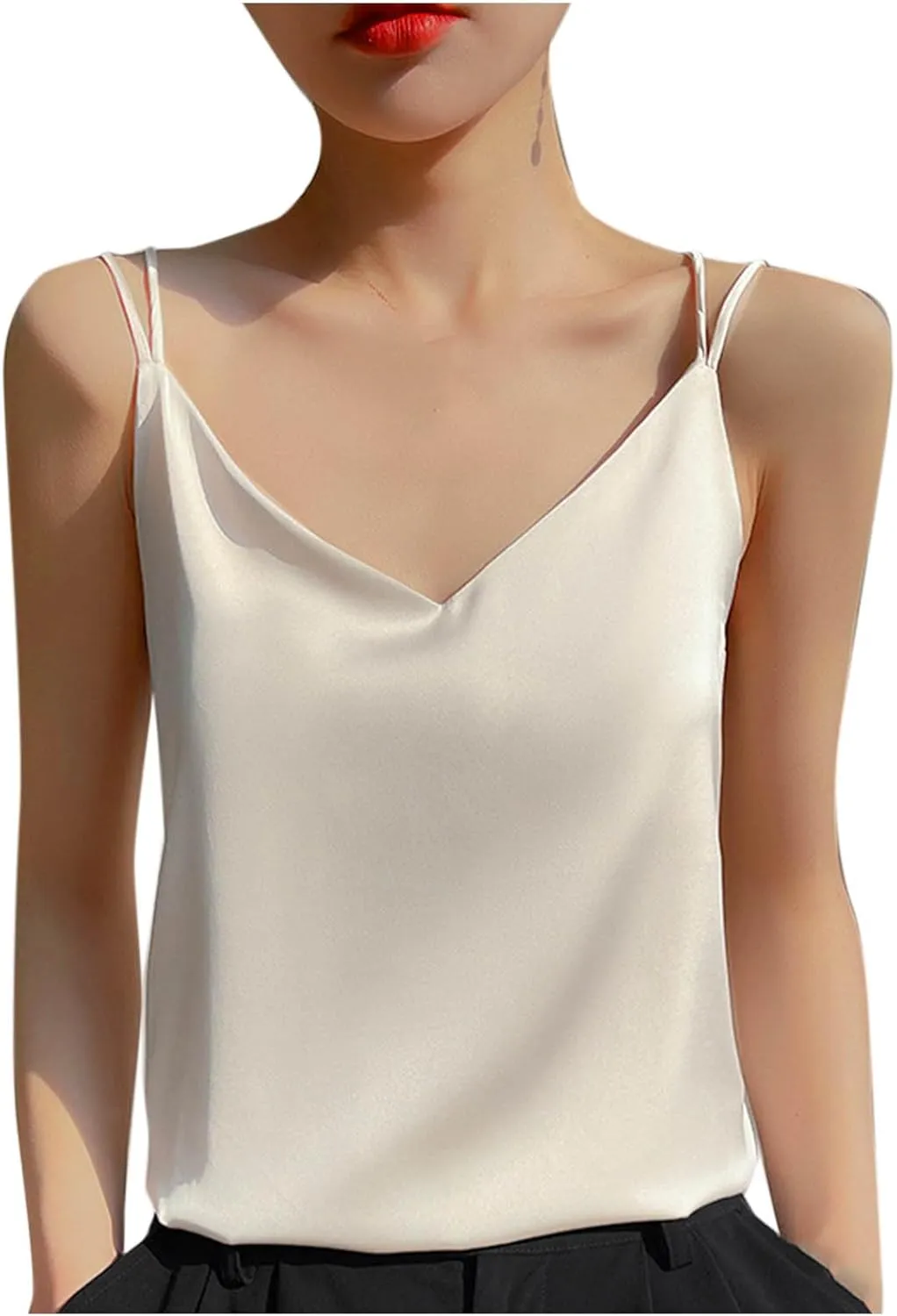 Tank Tops for Women 2025 Fashion Silk Satin Camisole Sexy Summer Spaghetti Strap Tops Loose Comfy Sleeveless Tanks