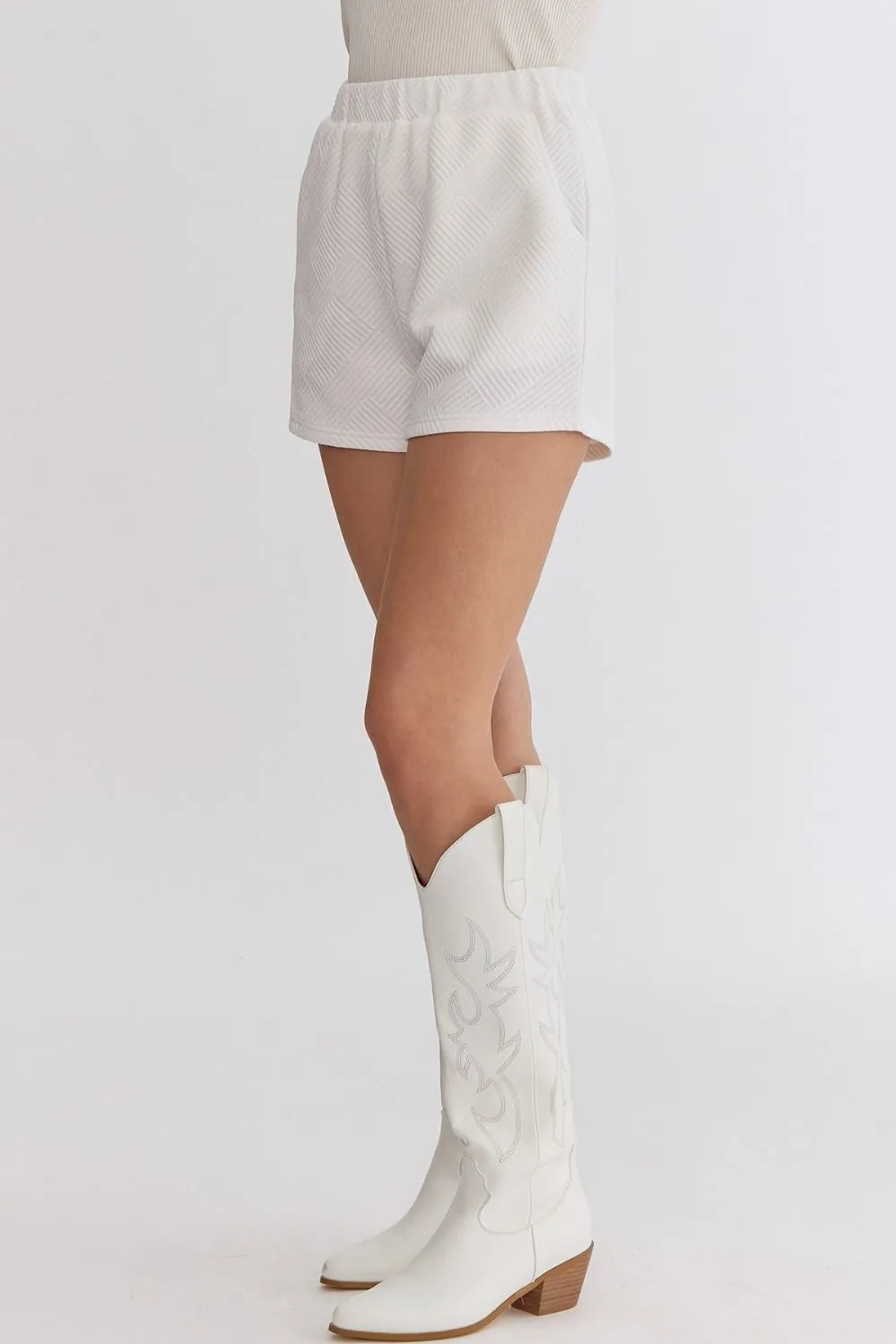 Textured High-Waisted Shorts
