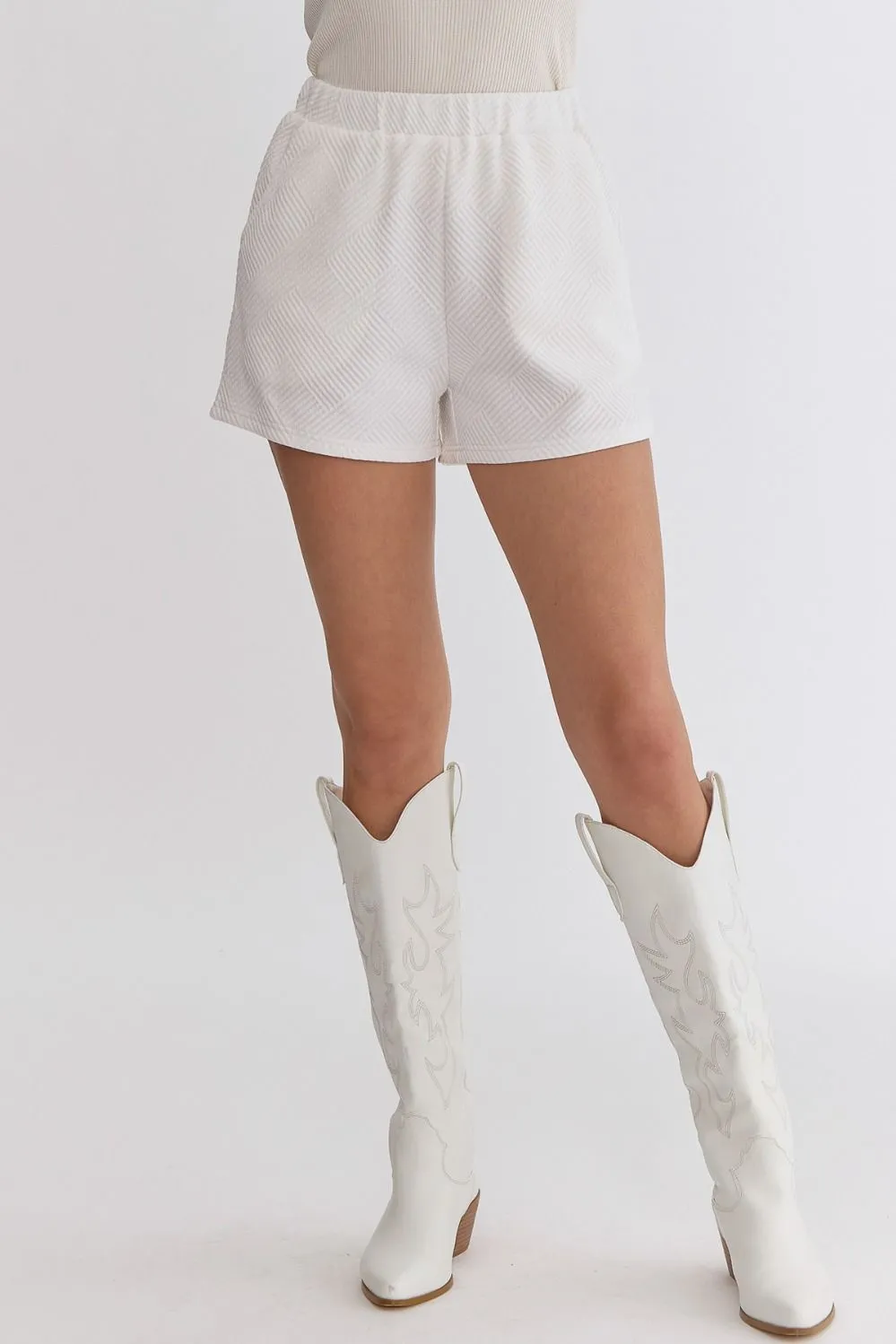 Textured High-Waisted Shorts