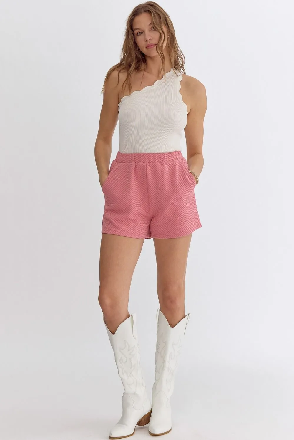 Textured High-Waisted Shorts