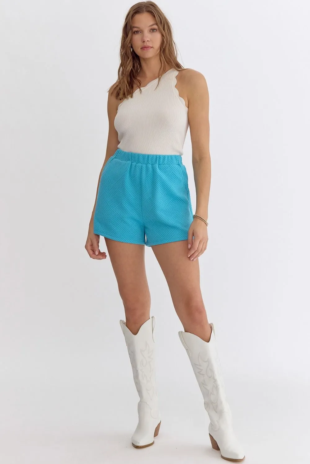 Textured High-Waisted Shorts