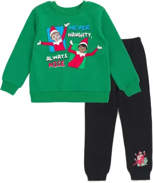 The Elf on the Shelf Christmas Fleece Sweatshirt and Jogger Pants Outfit Set Little Kid to Big Kid Sizes (4-18-20)