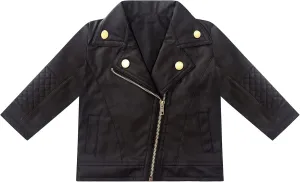 Toddler Baby Boy Girl PU Faux Leather Coat Cool Lapel Oblique Zipper Jackets Spring Fall Winter Outerwear