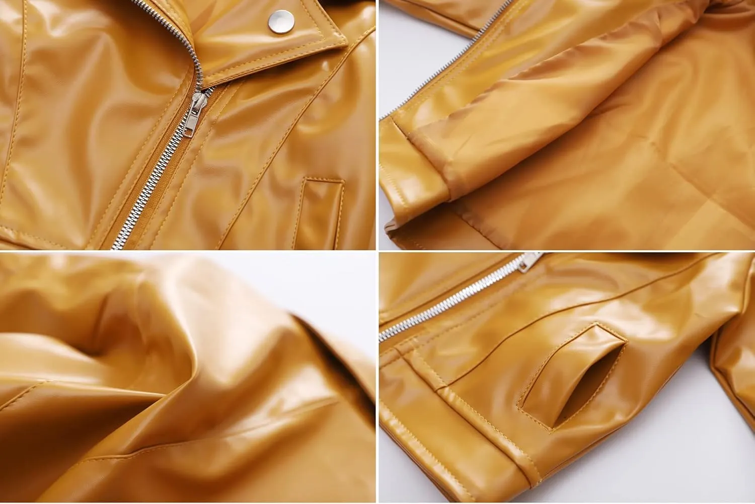Toddler Baby Boy Girl PU Faux Leather Coat Cool Lapel Oblique Zipper Jackets Spring Fall Winter Outerwear