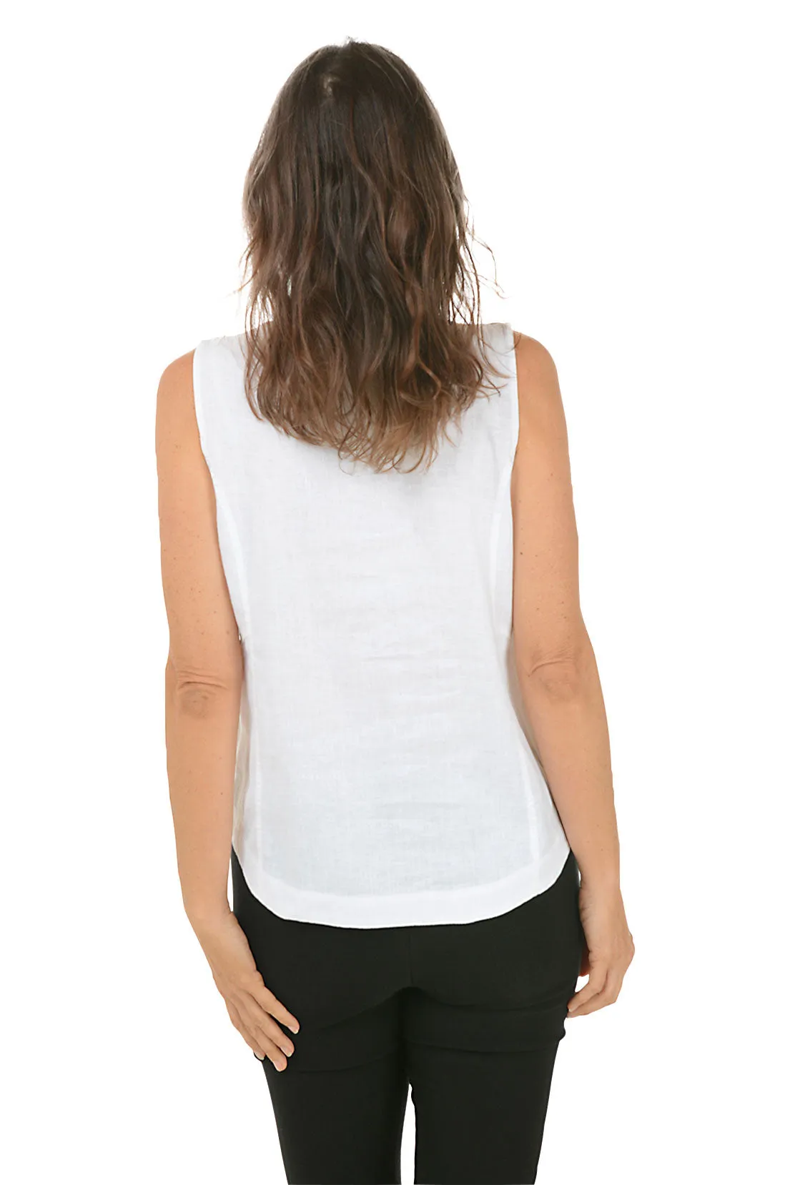 Triple Button Strap Linen-Blend Tank
