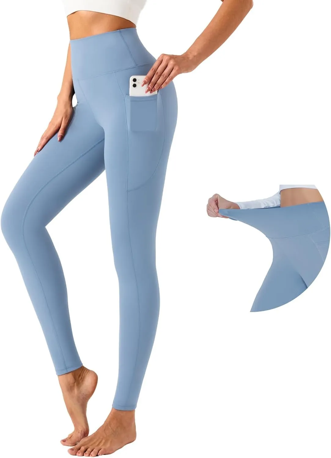 UNACOO Yoga Pants for Women High Waisted Tummy Control Yoga Pants with Pockets Elasticity Yoga Legging