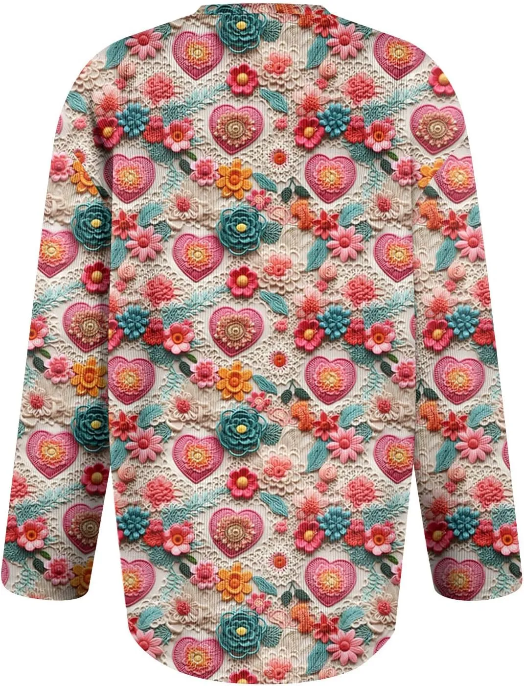 Valentines Sweater Women,Ladies' Fashion Long Sleeved Sweater Festival Valentine's Day Heart Printed Jacket Cardigan
