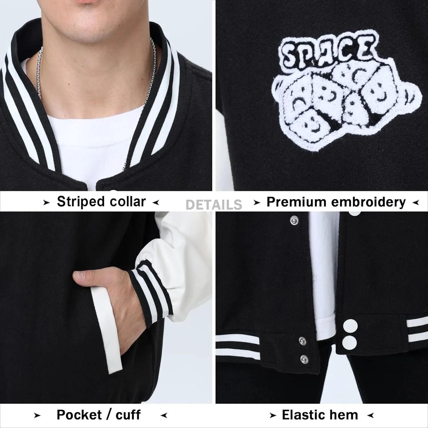 Varsity Jacket Unisex Y2K Embroidered Letterman Bomber Jacket Casual Baseball Jackets