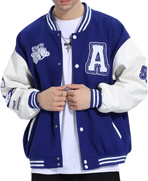 Varsity Jacket Unisex Y2K Embroidered Letterman Bomber Jacket Casual Baseball Jackets