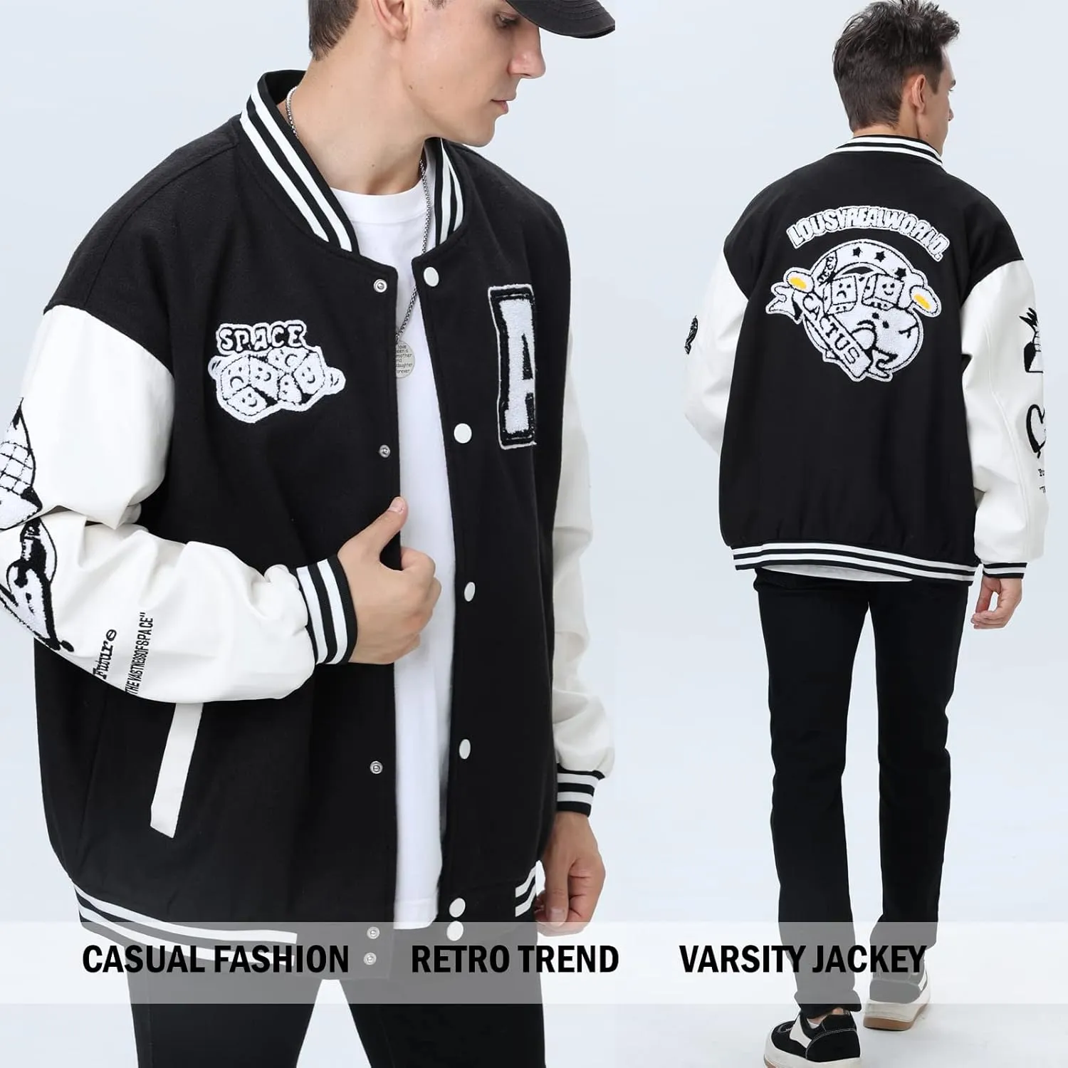Varsity Jacket Unisex Y2K Embroidered Letterman Bomber Jacket Casual Baseball Jackets