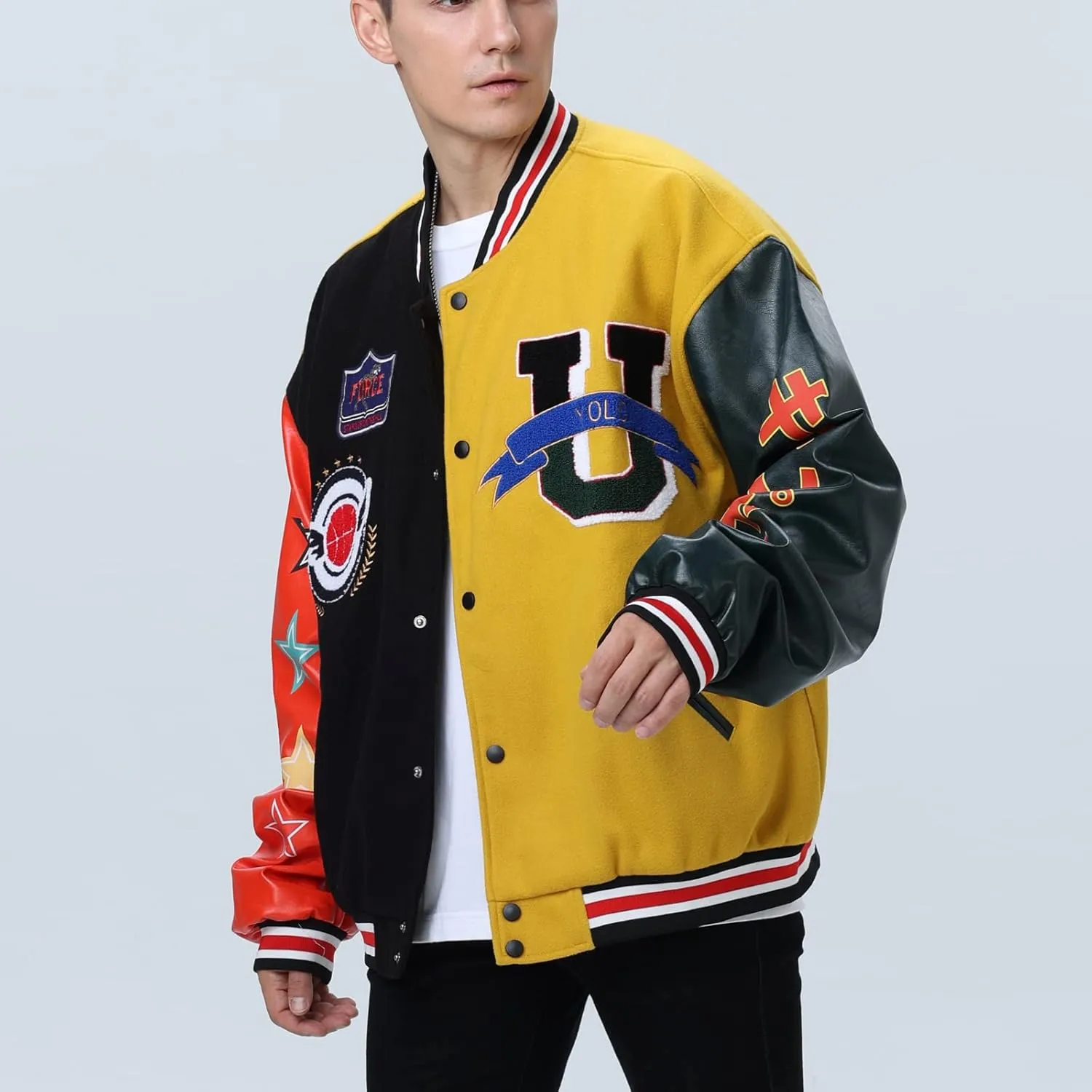 Varsity Jacket Unisex Y2K Embroidered Letterman Bomber Jacket Casual Baseball Jackets