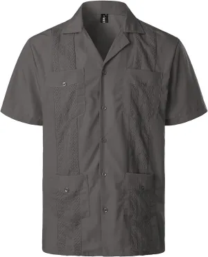 VATPAVE Mens Short Sleeve Button Down Cuban Guayabera Shirts