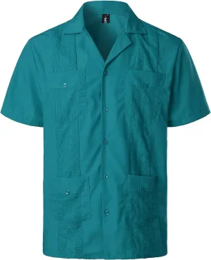 VATPAVE Mens Short Sleeve Button Down Cuban Guayabera Shirts