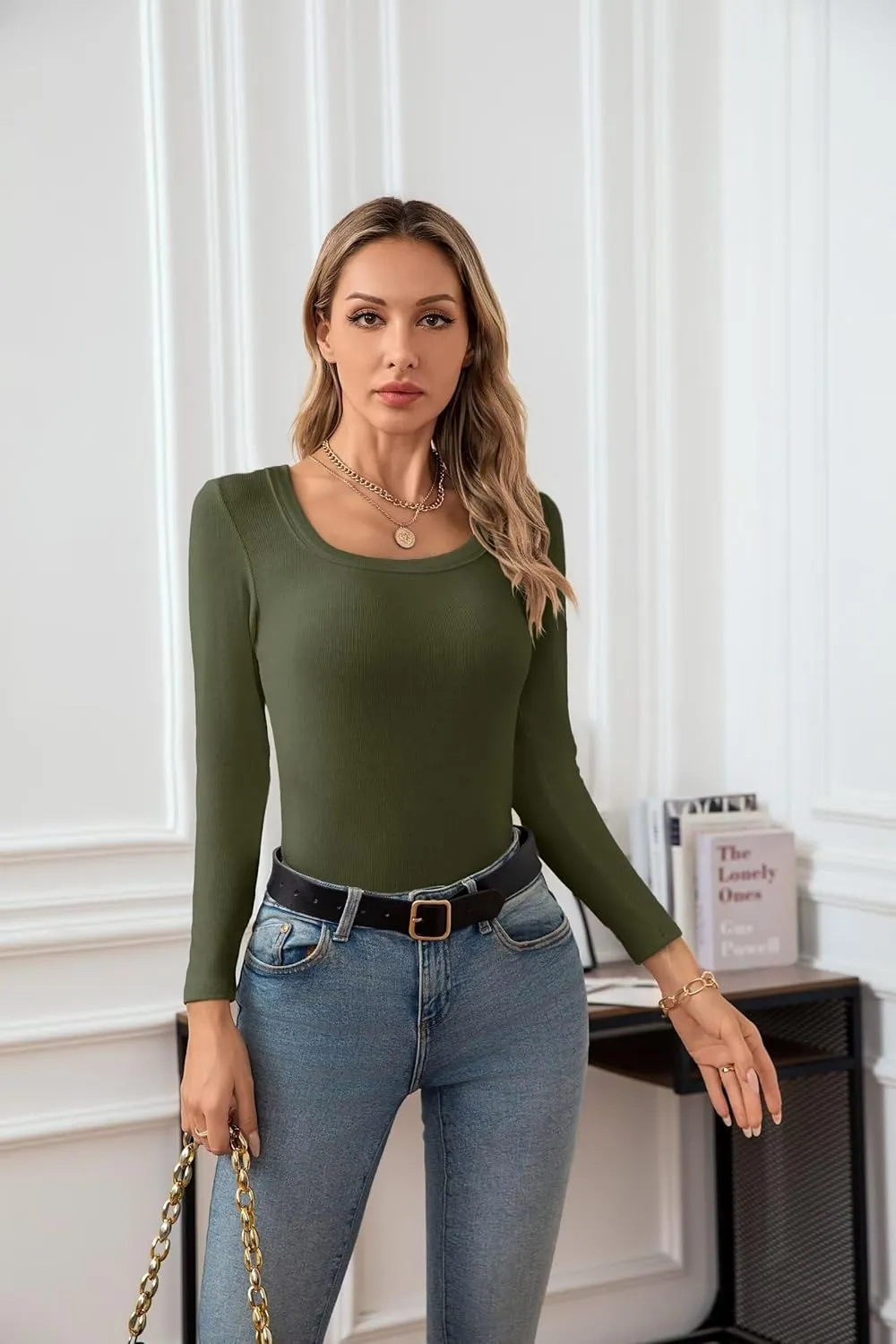 VICHYIE Womens Summer Short Sleeve Tops Square Neck Ribbed Slim Fitted Shirts Casual Tee Tshirt