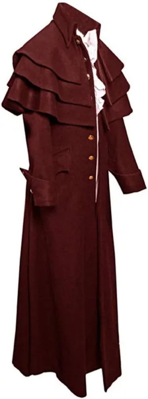 Vintage Trench Coat for Men Steampunk Jacket Overcoat Retro Victorian Frock Coat Uniform Long Tailcoat Halloween Costume
