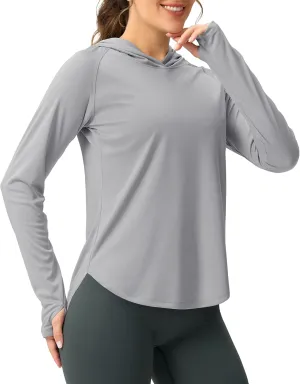 Viodia Women's Sun Hoodie UPF 50  SPF Rash Guard Long Sleeve Lightweight Quick Dry UV Shirts for Hiking Fishing Swim