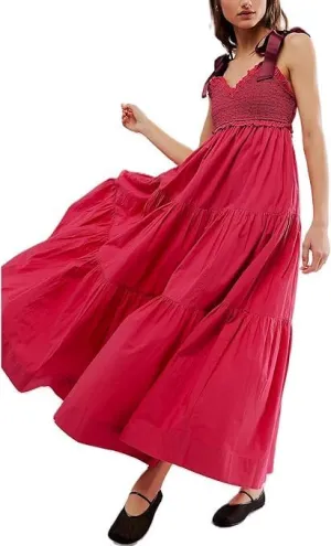 Women Boho Flowy Summer Dresses 2025 Smocked Tiered Beach Maxi Dress Strap Tie Off Shoulder Long Dress Sundresses