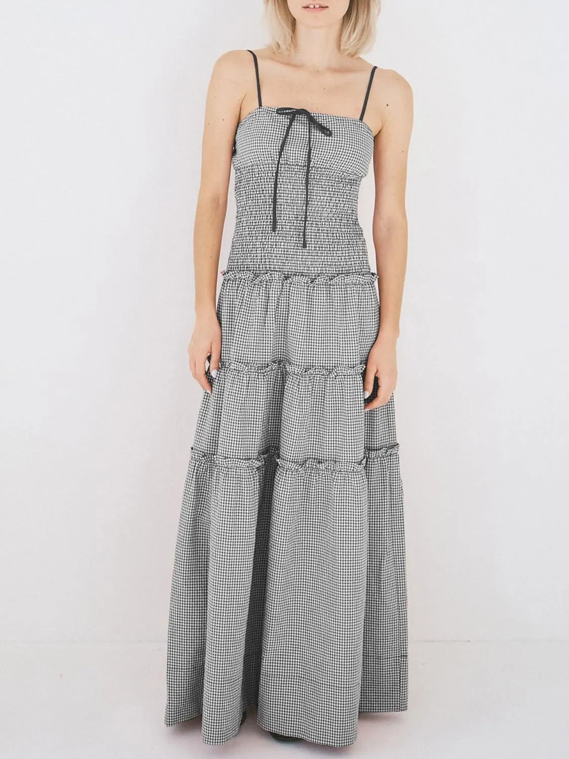 Women Boho Flowy Summer Dresses 2025 Smocked Tiered Beach Maxi Dress Strap Tie Off Shoulder Long Dress Sundresses