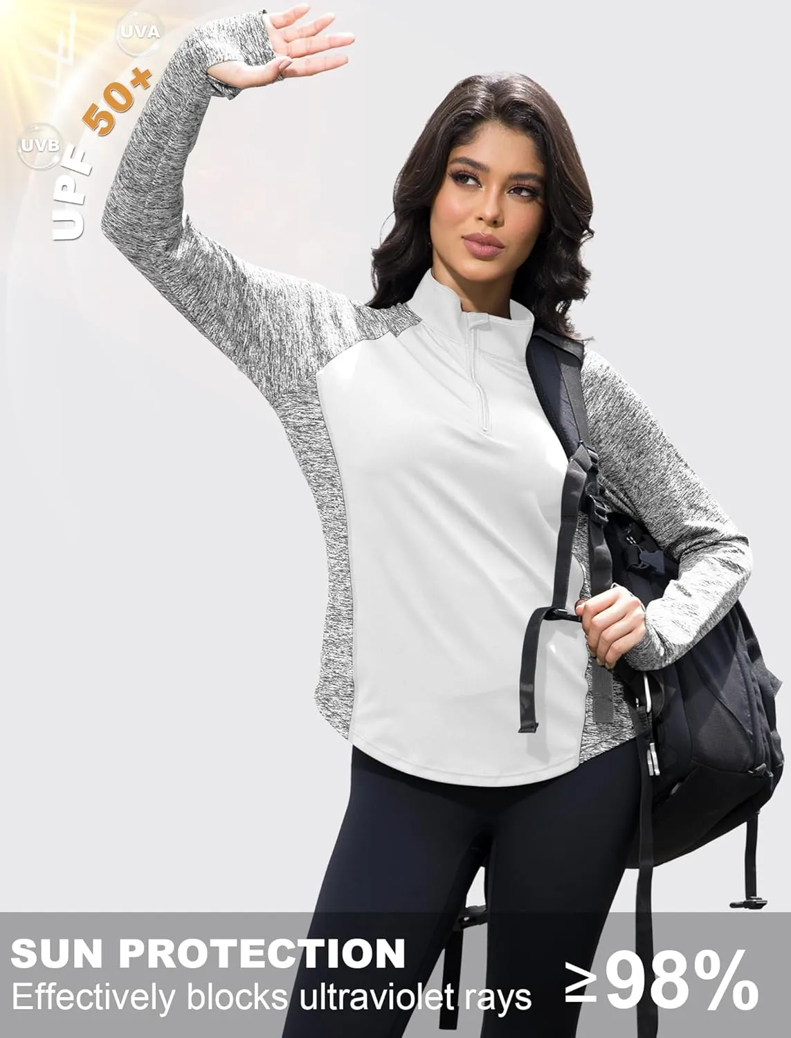 Women's 1/4 Zip Workout Tops Long Sleeve Pullover Athletic Running Yoga Hiking Quick Dry UPF 50  Sun Shirts 2024