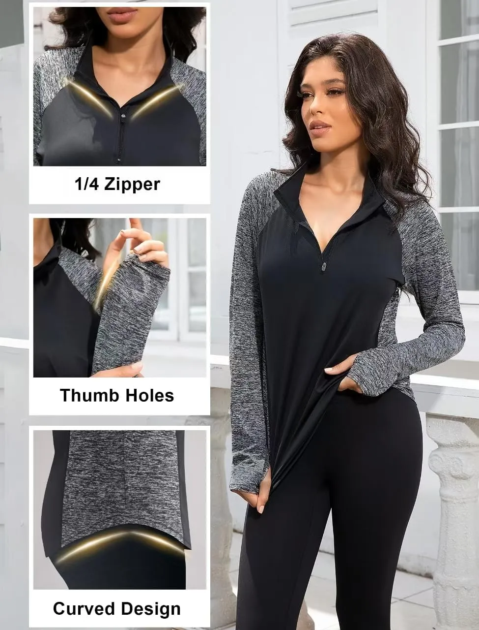 Women's 1/4 Zip Workout Tops Long Sleeve Pullover Athletic Running Yoga Hiking Quick Dry UPF 50  Sun Shirts 2024