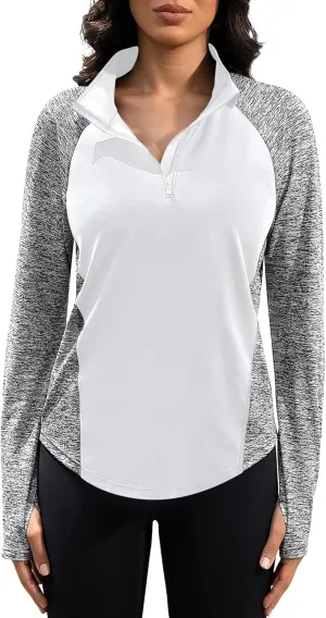 Women's 1/4 Zip Workout Tops Long Sleeve Pullover Athletic Running Yoga Hiking Quick Dry UPF 50  Sun Shirts 2024