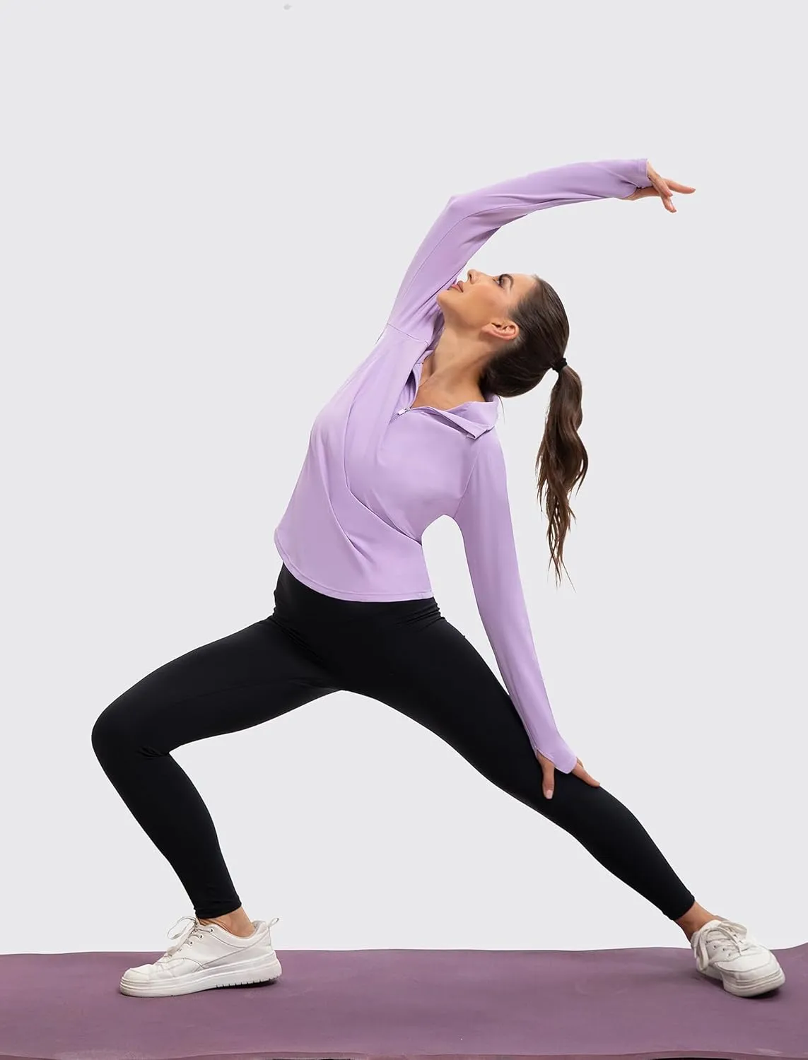 Women's 1/4 Zip Workout Tops Long Sleeve Pullover Athletic Running Yoga Hiking Quick Dry UPF 50  Sun Shirts 2024