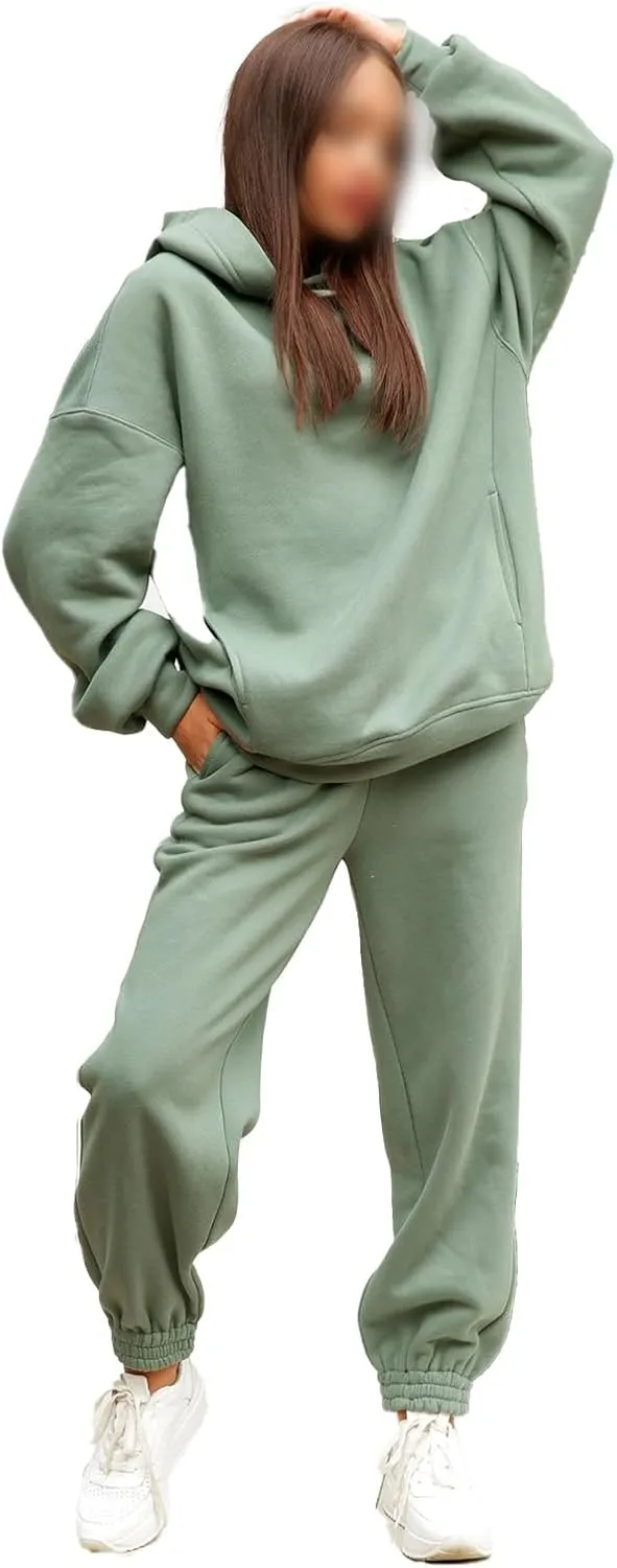 Womens 2 Piece Outfits Sweatsuit Oversized Lounge Sets Sweatshirt Baggy Sweatpants Casual Hoodies with Pockets