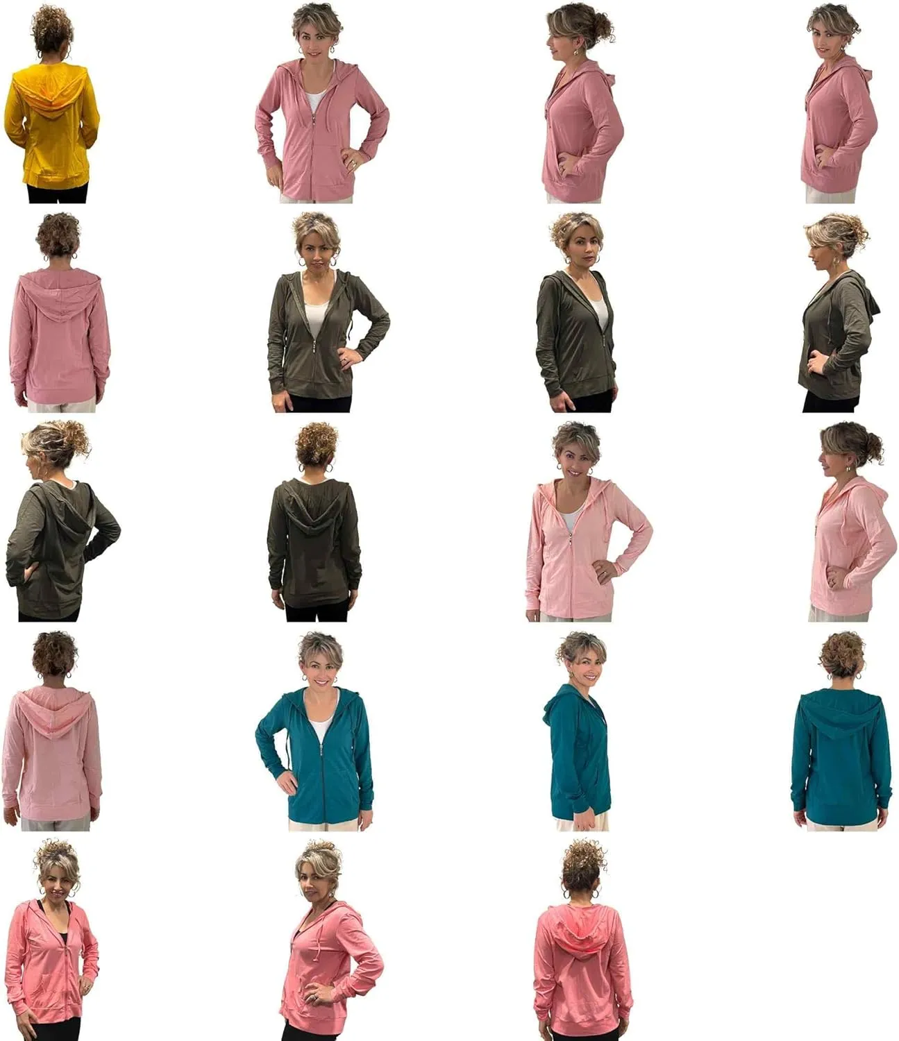 Women's Active Casual Thin Cotton Zip Up Hoodie Jacket