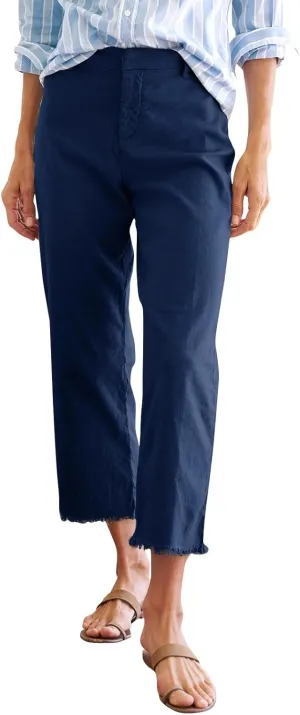 Womens Cargo Pants, Straight Leg Casual Pants Breathable Linen Peasant Print Plaid