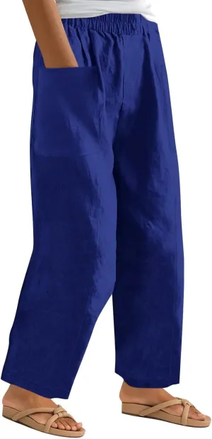Womens Cargo Pants with Pockets Casual 2024 Summer Straight Pants Loose Trousers, Solid Pants