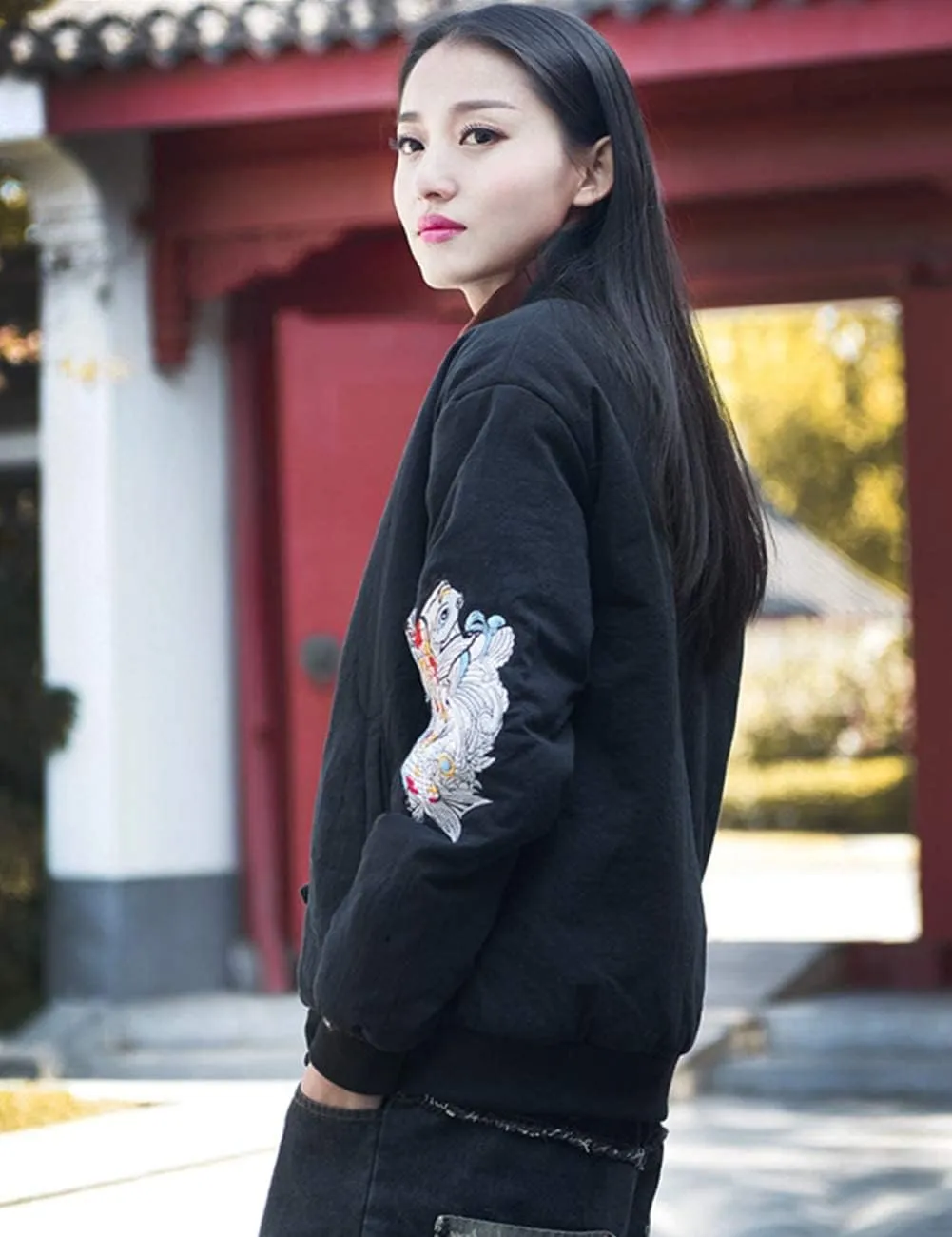 Women's Chinese Style Cotton Padded Coats Embroidered Tang Suit Jackets for Early Winter