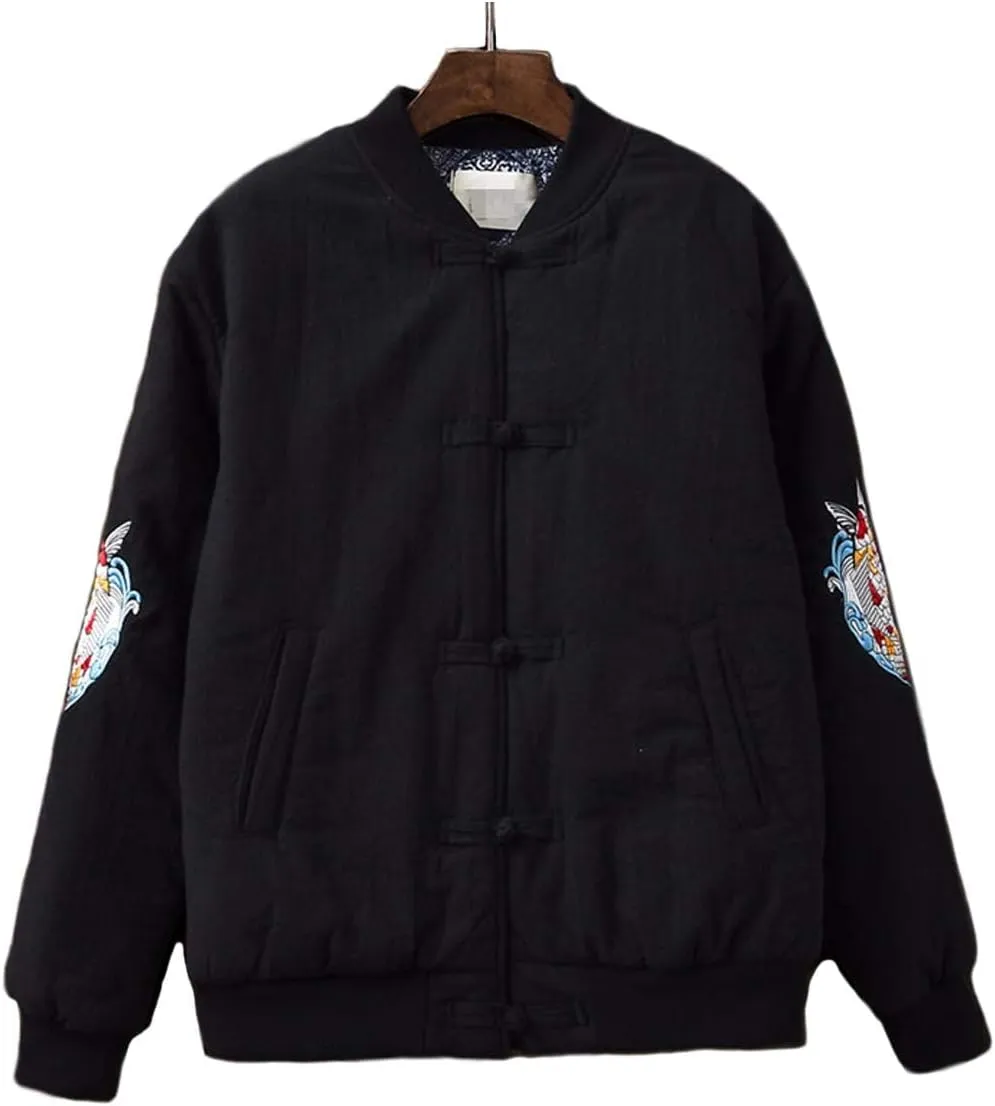Women's Chinese Style Cotton Padded Coats Embroidered Tang Suit Jackets for Early Winter