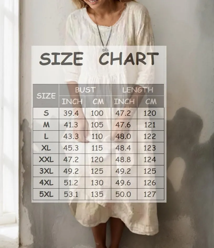 Women's Cotton Linen Midi Dresses Ruffled Round Neck Half Sleeve Pleated Summer Vacation Flowy Dress wih Pockets