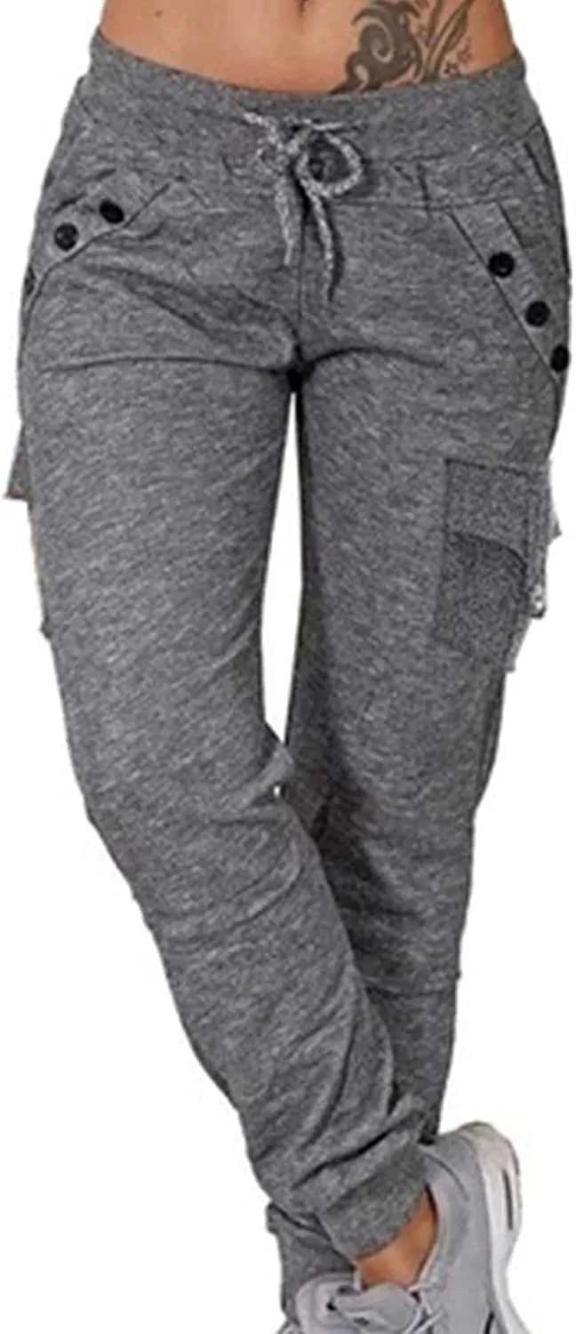 Women's Fashion Solid Color Pant Long Elegant Loose Pants Casual High Waist Trousers Elastic Waist Yoga Pants