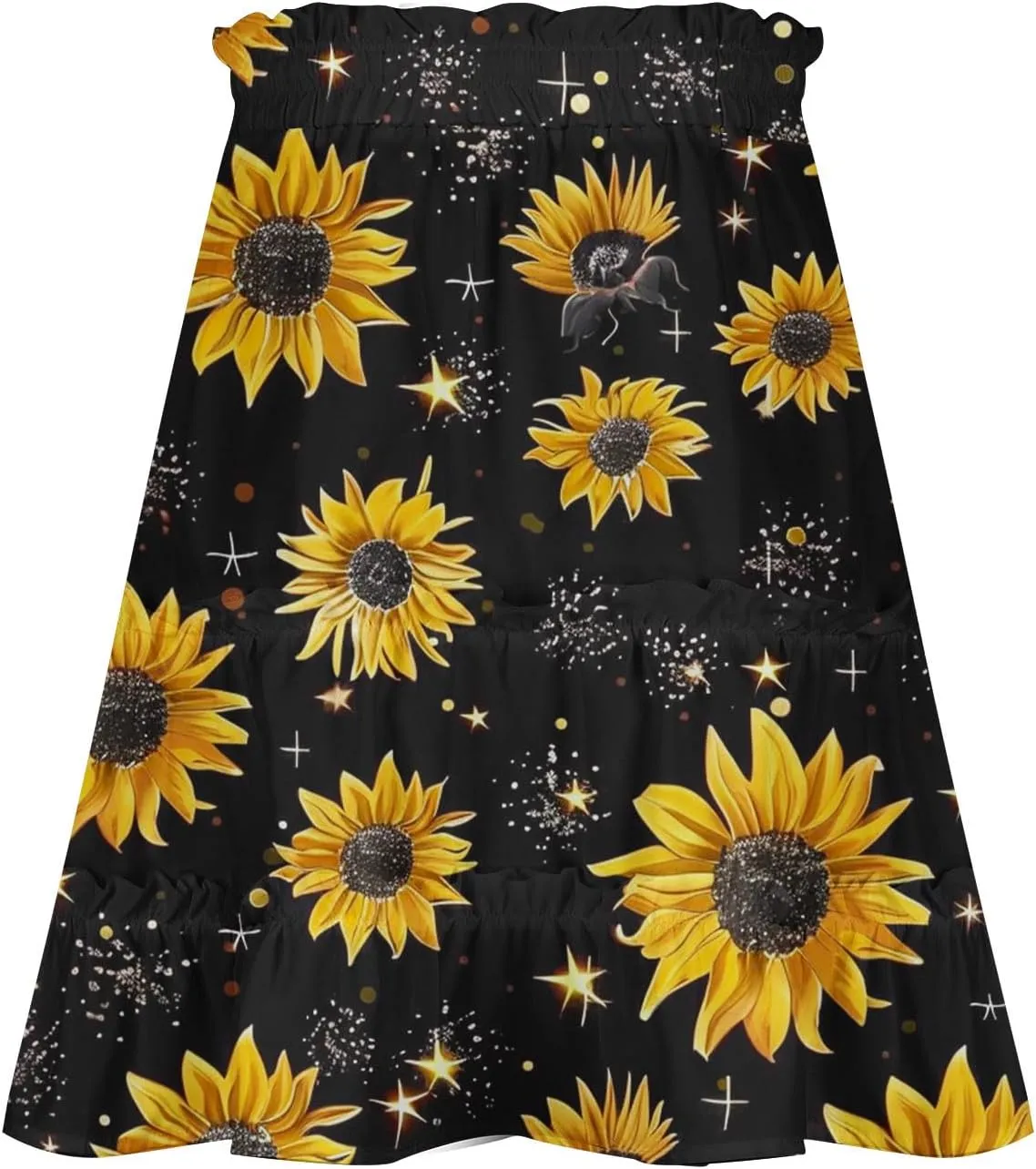 Womens Floral Ruffle Mini Skirts 2025 Summer Skater Short Skirt Elastic Waist Boho Pleated Skirts Trendy Half Dress