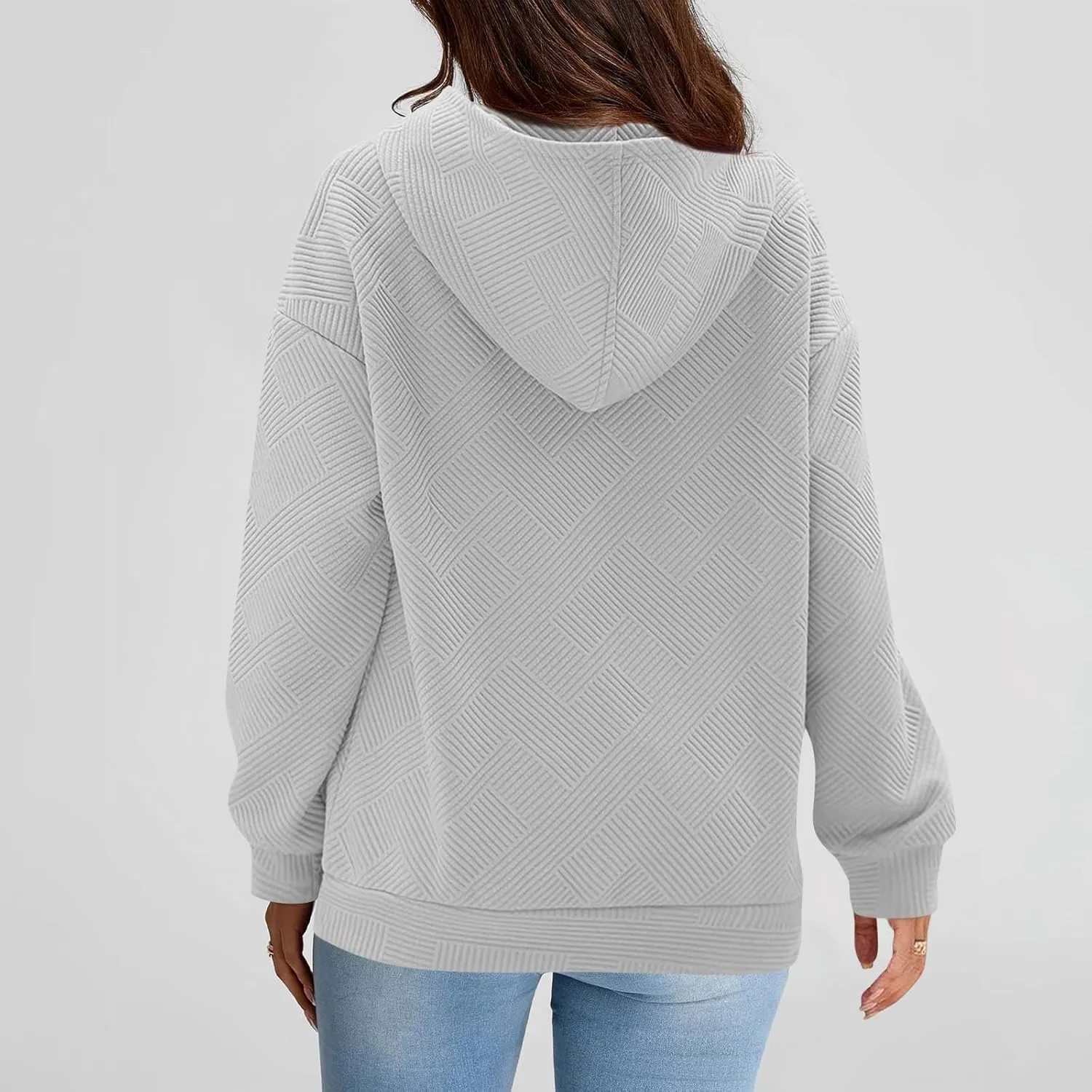 Womens Oversized Hoodie Jacket Fall Fashion 2024 Zip Up Long Sleeve Textured Hooded Sweatshirt Lightweight Jackets