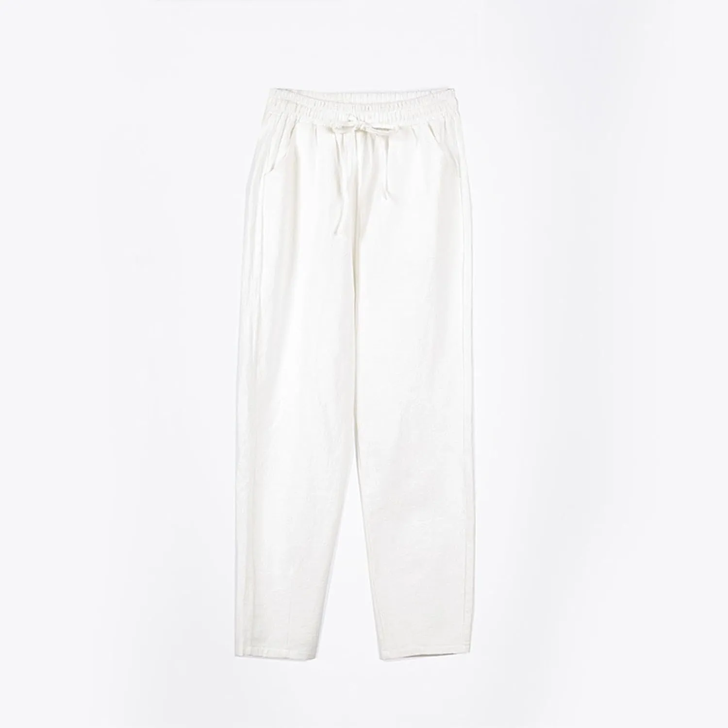 Women's Pants, Breathable Linen Casual Pants Straight Leg Peasant Trendy Cotton Drawstring