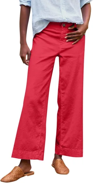 Womens Pants, Peasant Pants Linen Straight Leg Breathable Casual Lounge Elastic Waist
