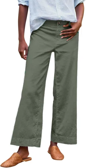 Womens Pants, Peasant Pants Linen Straight Leg Breathable Casual Lounge Elastic Waist